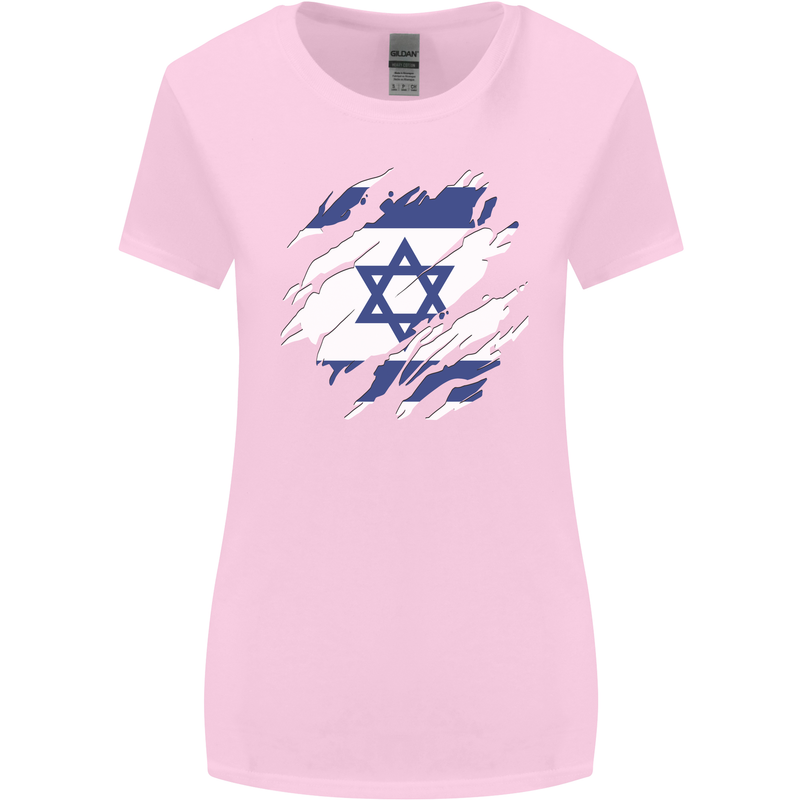 Torn Israel Flag Israeli Day Football Womens Wider Cut T-Shirt Light Pink