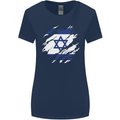 Torn Israel Flag Israeli Day Football Womens Wider Cut T-Shirt Navy Blue