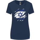 Torn Israel Flag Israeli Day Football Womens Wider Cut T-Shirt Navy Blue