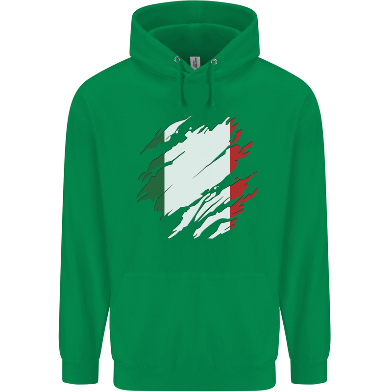Torn Italy Flag Italians Day Football Childrens Kids Hoodie Irish Green