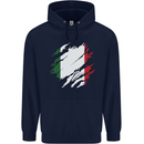 Torn Italy Flag Italians Day Football Childrens Kids Hoodie Navy Blue