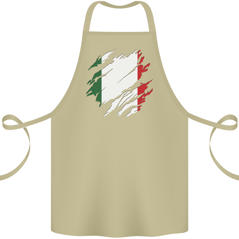 Torn Italy Flag Italians Day Football Cotton Apron 100% Organic Khaki