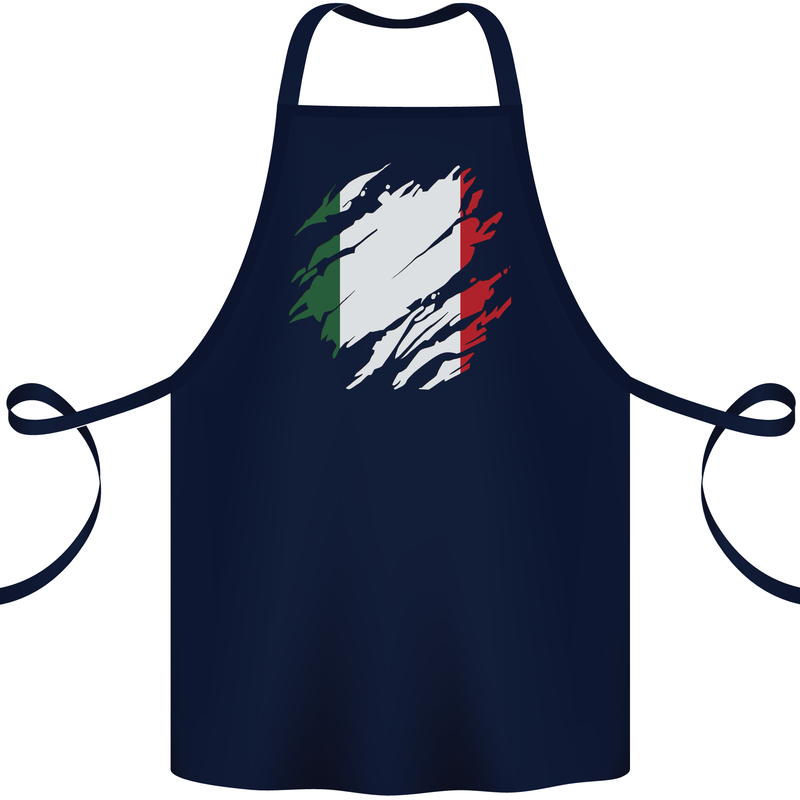 Torn Italy Flag Italians Day Football Cotton Apron 100% Organic Navy Blue