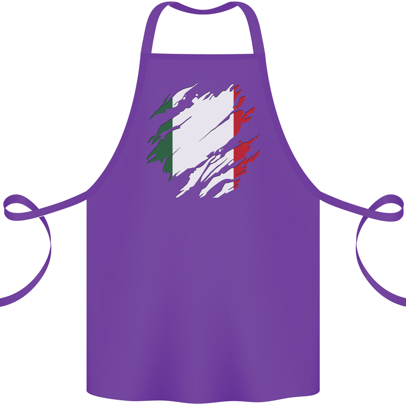 Torn Italy Flag Italians Day Football Cotton Apron 100% Organic Purple