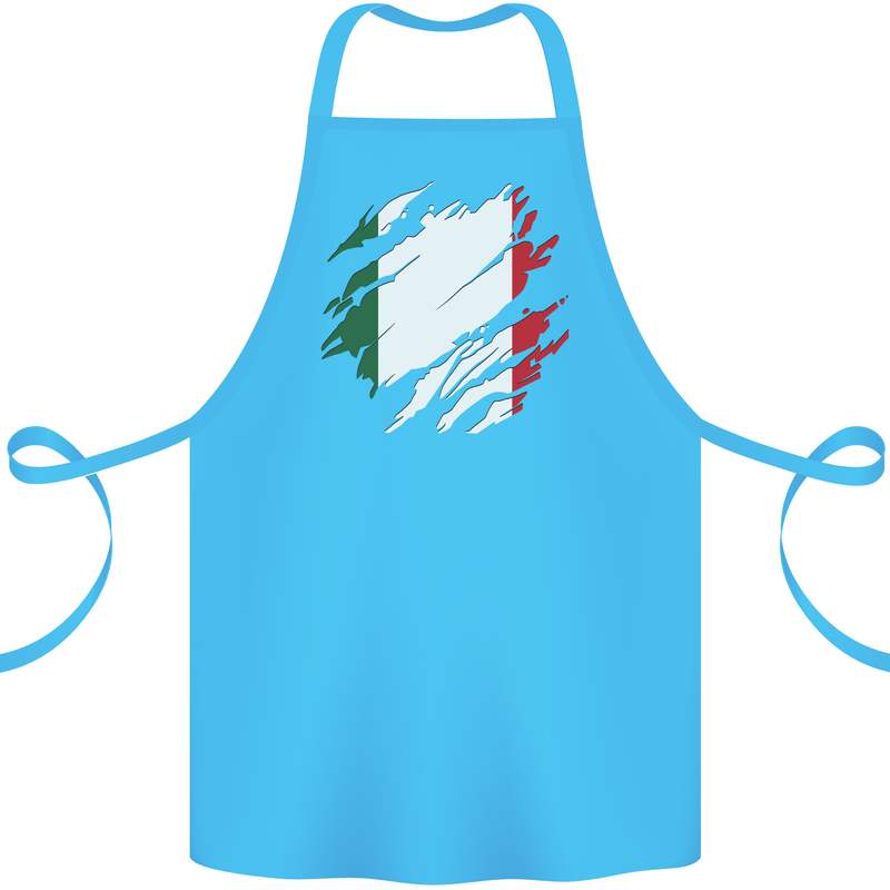Torn Italy Flag Italians Day Football Cotton Apron 100% Organic Turquoise