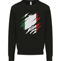 Torn Italy Flag Italians Day Football Kids Sweatshirt Jumper Black
