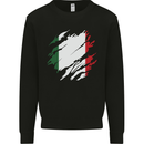 Torn Italy Flag Italians Day Football Kids Sweatshirt Jumper Black