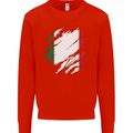 Torn Italy Flag Italians Day Football Kids Sweatshirt Jumper Bright Red
