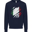 Torn Italy Flag Italians Day Football Kids Sweatshirt Jumper Navy Blue