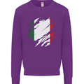 Torn Italy Flag Italians Day Football Kids Sweatshirt Jumper Purple