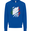 Torn Italy Flag Italians Day Football Kids Sweatshirt Jumper Royal Blue