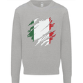 Torn Italy Flag Italians Day Football Kids Sweatshirt Jumper Sports Grey