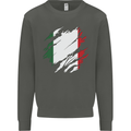 Torn Italy Flag Italians Day Football Kids Sweatshirt Jumper Storm Grey