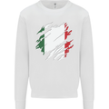 Torn Italy Flag Italians Day Football Kids Sweatshirt Jumper White