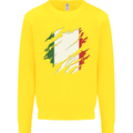 Torn Italy Flag Italians Day Football Kids Sweatshirt Jumper Yellow