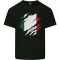 Torn Italy Flag Italians Day Football Kids T-Shirt Childrens Black