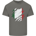 Torn Italy Flag Italians Day Football Kids T-Shirt Childrens Charcoal