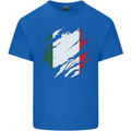 Torn Italy Flag Italians Day Football Kids T-Shirt Childrens Royal Blue