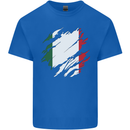 Torn Italy Flag Italians Day Football Kids T-Shirt Childrens Royal Blue