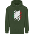 Torn Italy Flag Italians Day Football Mens 80% Cotton Hoodie Forest Green
