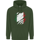 Torn Italy Flag Italians Day Football Mens 80% Cotton Hoodie Forest Green