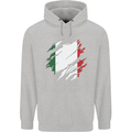 Torn Italy Flag Italians Day Football Mens 80% Cotton Hoodie Sports Grey
