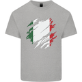 Torn Italy Flag Italians Day Football Mens Cotton T-Shirt Tee Top Sports Grey