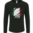 Torn Italy Flag Italians Day Football Mens Long Sleeve T-Shirt Black
