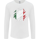 Torn Italy Flag Italians Day Football Mens Long Sleeve T-Shirt White