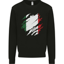 Torn Italy Flag Italians Day Football Mens Sweatshirt Jumper Black