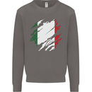 Torn Italy Flag Italians Day Football Mens Sweatshirt Jumper Charcoal