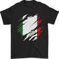 Torn Italy Flag Italians Day Football Mens T-Shirt 100% Cotton Black
