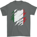 Torn Italy Flag Italians Day Football Mens T-Shirt 100% Cotton Charcoal