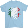 Torn Italy Flag Italians Day Football Mens T-Shirt 100% Cotton Light Blue