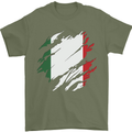 Torn Italy Flag Italians Day Football Mens T-Shirt 100% Cotton Military Green