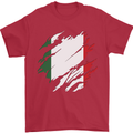 Torn Italy Flag Italians Day Football Mens T-Shirt 100% Cotton Red