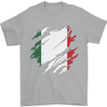 Torn Italy Flag Italians Day Football Mens T-Shirt 100% Cotton Sports Grey