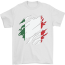 Torn Italy Flag Italians Day Football Mens T-Shirt 100% Cotton White
