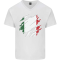 Torn Italy Flag Italians Day Football Mens V-Neck Cotton T-Shirt White