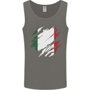 Torn Italy Flag Italians Day Football Mens Vest Tank Top Charcoal