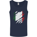 Torn Italy Flag Italians Day Football Mens Vest Tank Top Navy Blue