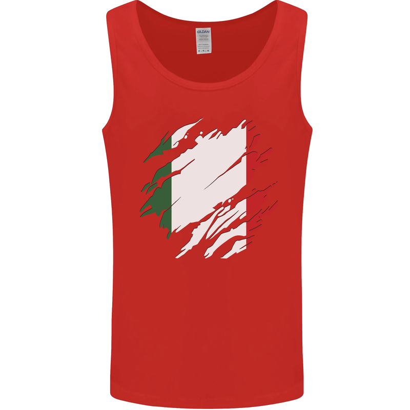 Torn Italy Flag Italians Day Football Mens Vest Tank Top Red