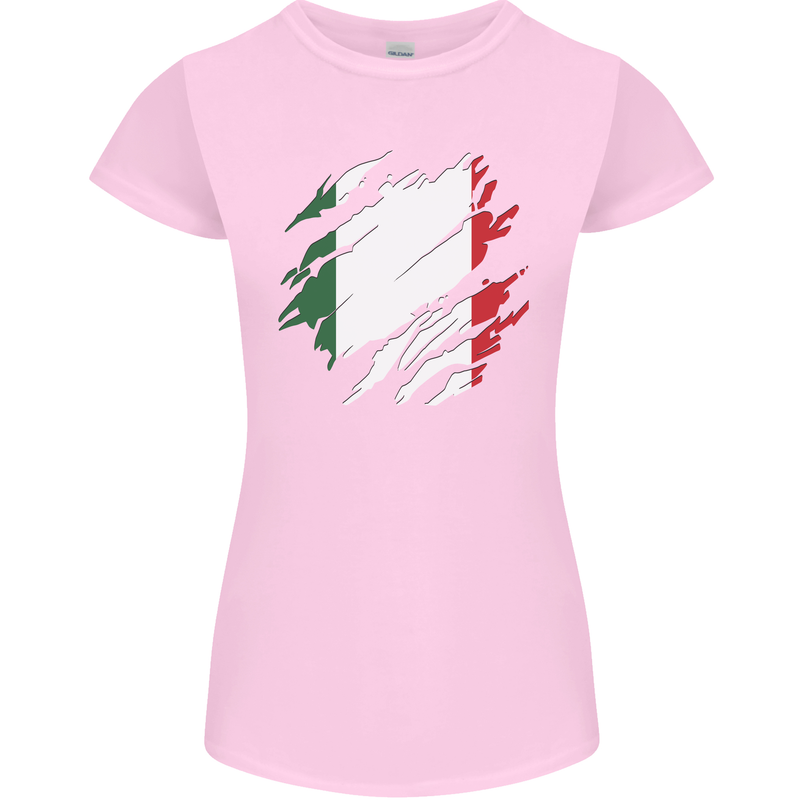 Torn Italy Flag Italians Day Football Womens Petite Cut T-Shirt Light Pink