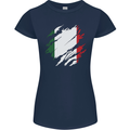 Torn Italy Flag Italians Day Football Womens Petite Cut T-Shirt Navy Blue