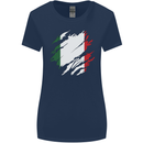 Torn Italy Flag Italians Day Football Womens Wider Cut T-Shirt Navy Blue