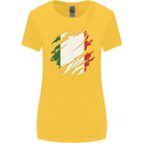 Torn Italy Flag Italians Day Football Womens Wider Cut T-Shirt Yellow