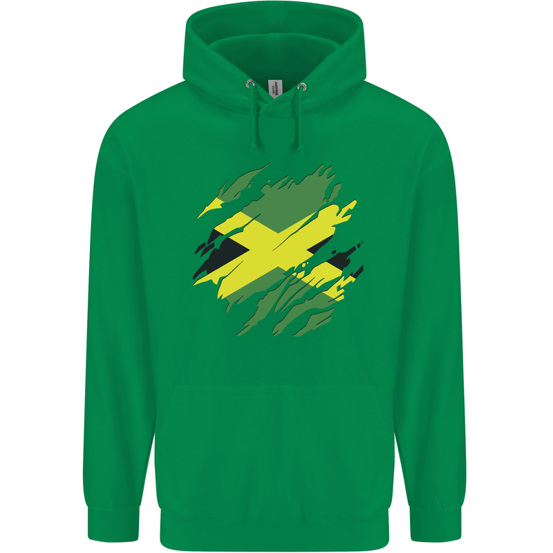 Torn Jamaican Flag Jamaica Day Football Childrens Kids Hoodie Irish Green