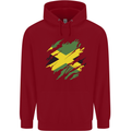 Torn Jamaican Flag Jamaica Day Football Childrens Kids Hoodie Red