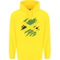 Torn Jamaican Flag Jamaica Day Football Childrens Kids Hoodie Yellow