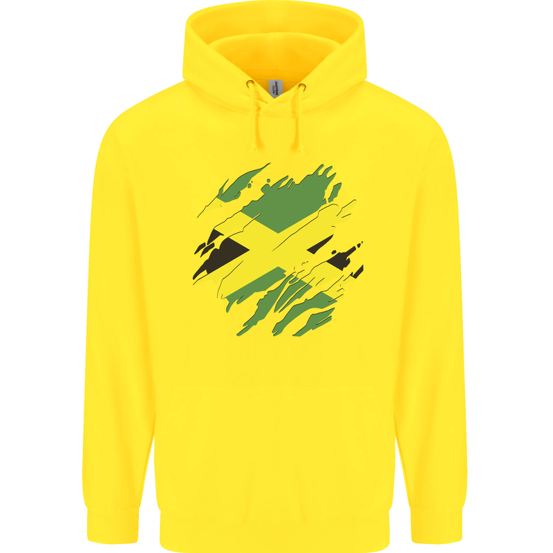 Torn Jamaican Flag Jamaica Day Football Childrens Kids Hoodie Yellow